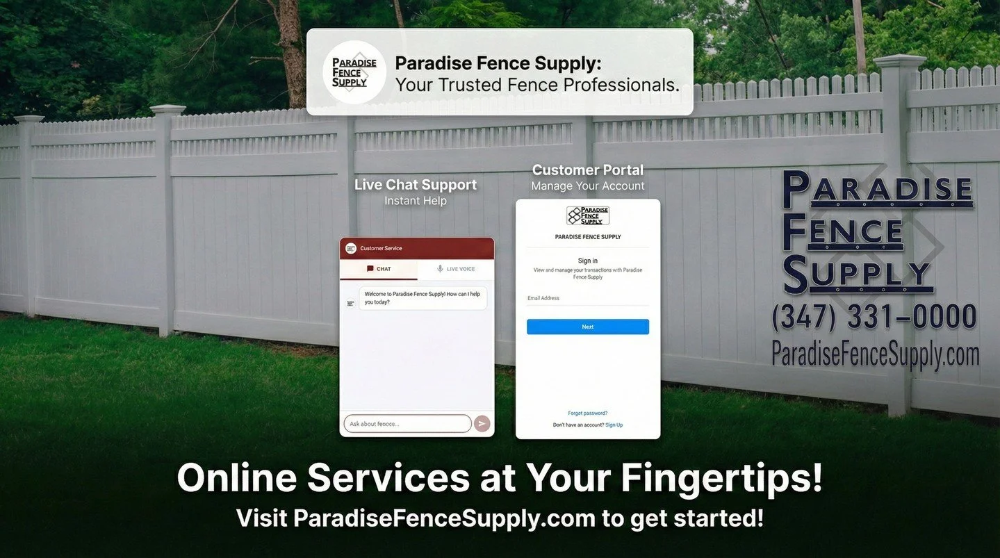 Need help with your fencing project? Paradise Fence Supply is now at your fingertips! 📲

We've made it easier than ever to get the support you need. Our new online services include:

✅ Live Chat Support: Get instant answers about our products and se