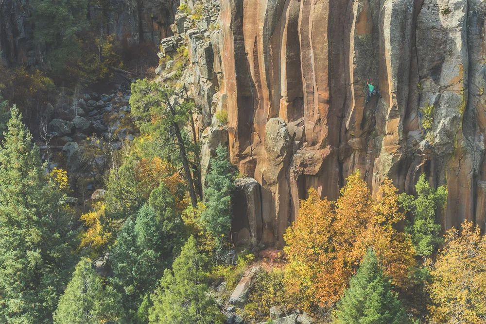 Jake Dayley rock climbing at the Paradise Forks