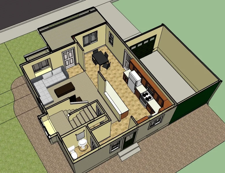An example of the 1st level interior floor plan for town homes in the Poplar Grove development.(Artist's rendering, sizes and elevations may vary)