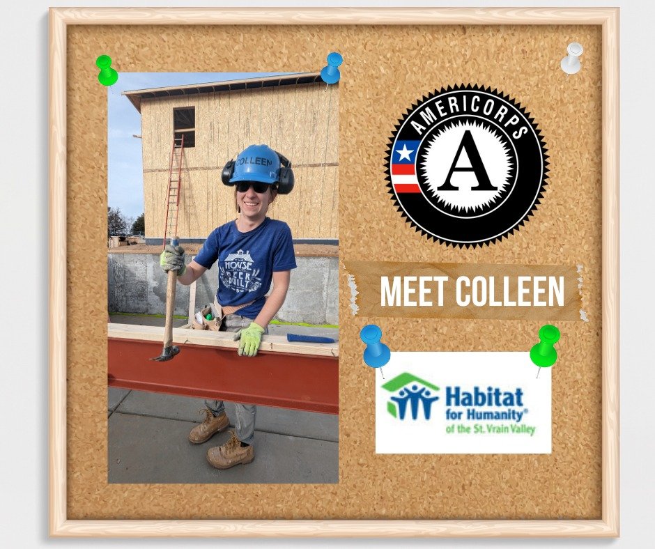 Let's get to know the @americorps 
👷&zwj;♀️ Meet Colleen, one of our AmeriCorps Construction Crew Leaders.
🎓 She graduated from Catholic University in the District of Columbia. 
👐 She describes her motivation to serve this way, &ldquo;I wanted the