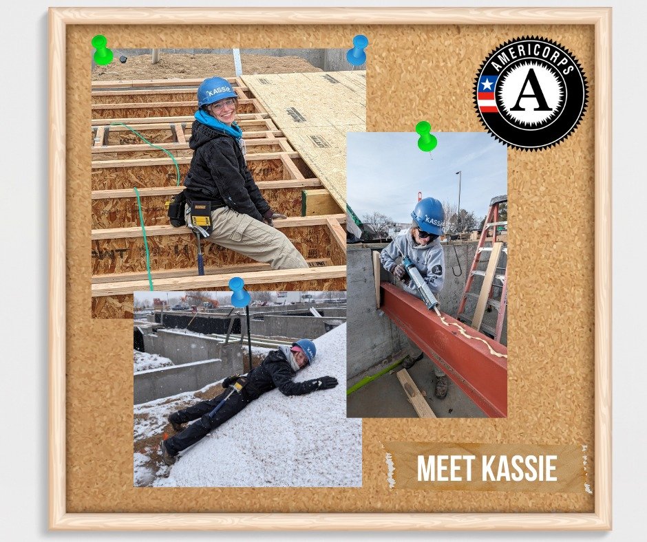 Let's get to know the @americorps 
👷&zwj;♀️ Meet Kassie - one of our Construction Crew Leads. 
🎓 Kassie hails from Massachusetts and recently completed her degree at Suffolk University. 
🏠 She shares: I'm joining AmeriCorps and Habitat because I b