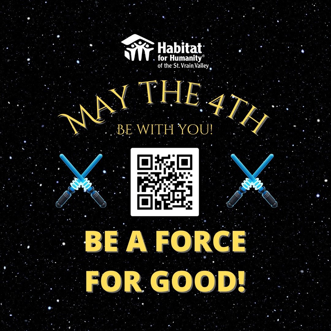 Who needs a lightsaber when you've got a hammer and nails? Harness the force for good. Come build with us! No Jedi mind tricks here - just a willing spirit needed. #MayThe4thBeWithYou #HabitatForHumanity #Volunteer