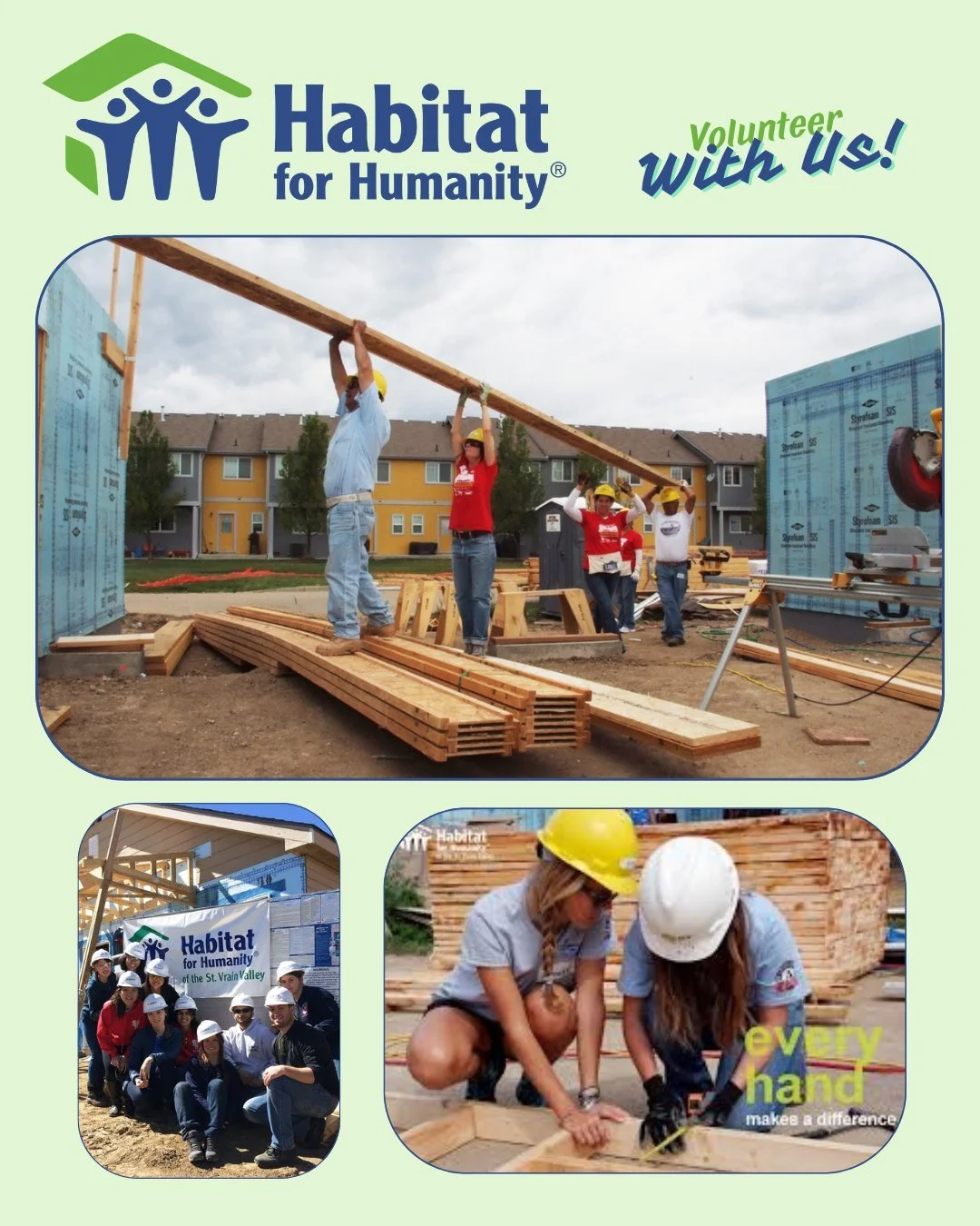 It takes about 2,500 volunteer hours to build one Habitat home. Imagine the impact of your time and talent! ⚒👷
#VolunteerWithHabitat #HandsonHope #BuildingTogether