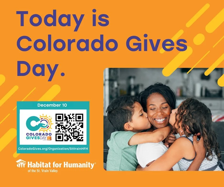 Today is Colorado Gives Day, a day of generosity that inspires people in our state to give back! Your gift to #stvrainhabitat  is eligible for special prizes and part of the $1 million+ Incentive Fund&mdash;making your donation go even further. Give 