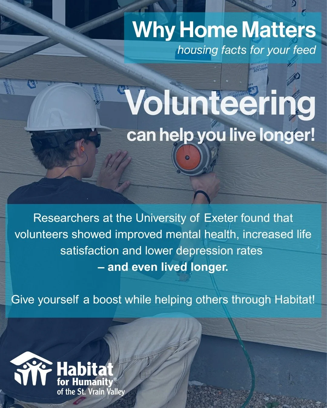 Volunteering doesn&rsquo;t just change communities &mdash; it changes people.

Research from the University of Exeter shows that volunteers experience improved mental health, higher life satisfaction, lower rates of depression &mdash; and even live l