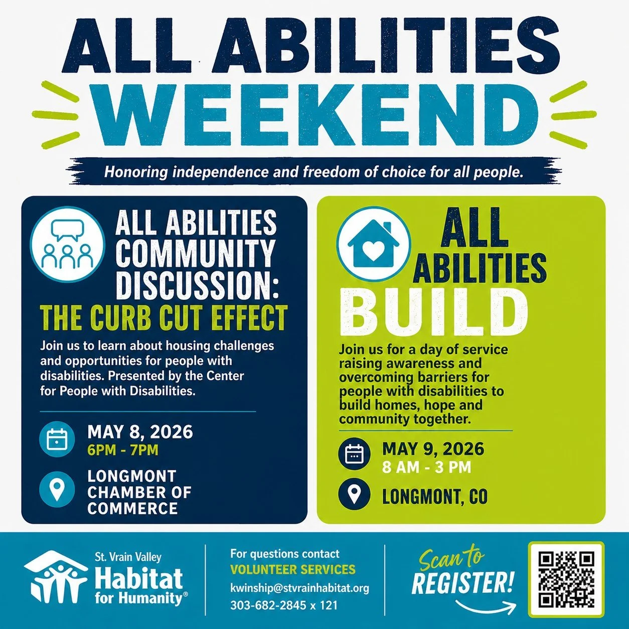 Everyone deserves a place to call home. 💙🏠

Join us for our All Abilities Build Weekend as we honor independence, inclusion, and freedom of choice for all people.

📅 May 8 | 6:00&ndash;7:00 PM
All Abilities Community Discussion: The Curb Cut Effec