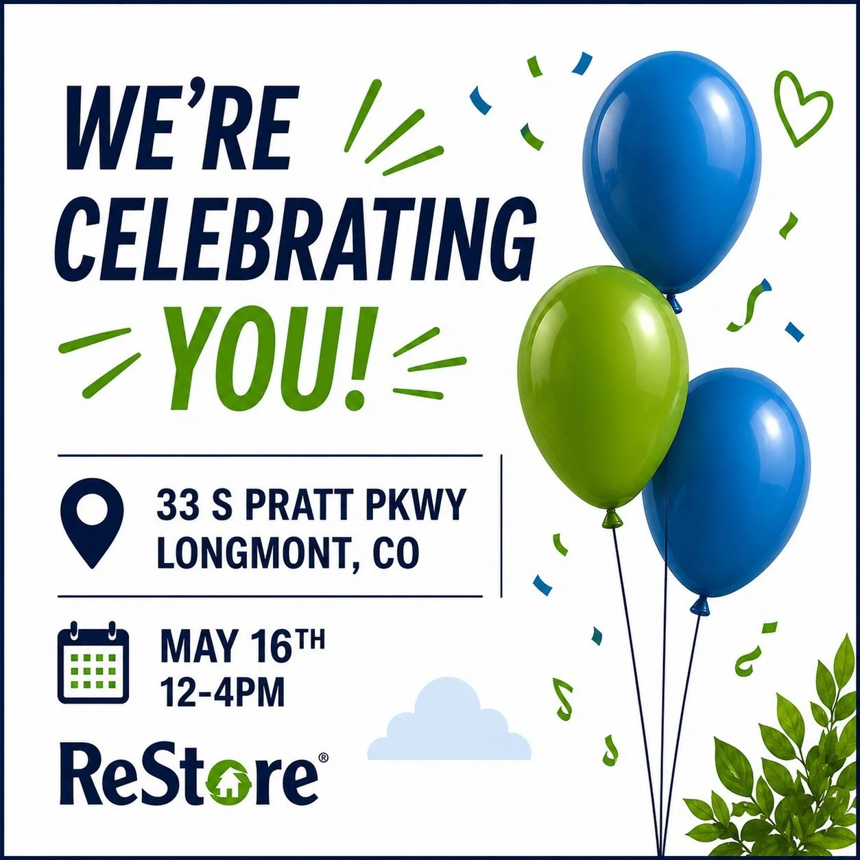 🎊 We&rsquo;re celebrating YOU! Join us for our Grand Opening May 16, 12-4
📍 33 S Pratt Pkwy
👉 Invite your friends!
#HabitatReStore #CommunityEvent