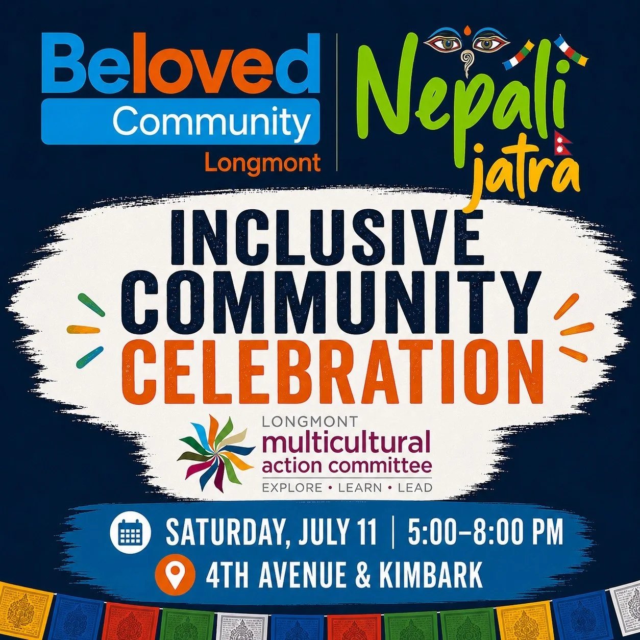 🎉 Join us for an unforgettable evening of culture, connection, and celebration at the Beloved Community Longmont inclusive community celebration featuring Nepali Jatra Community Celebration!
📅 Saturday, July 11
🕔 5:00&ndash;8:00 PM
📍 4th Avenue &