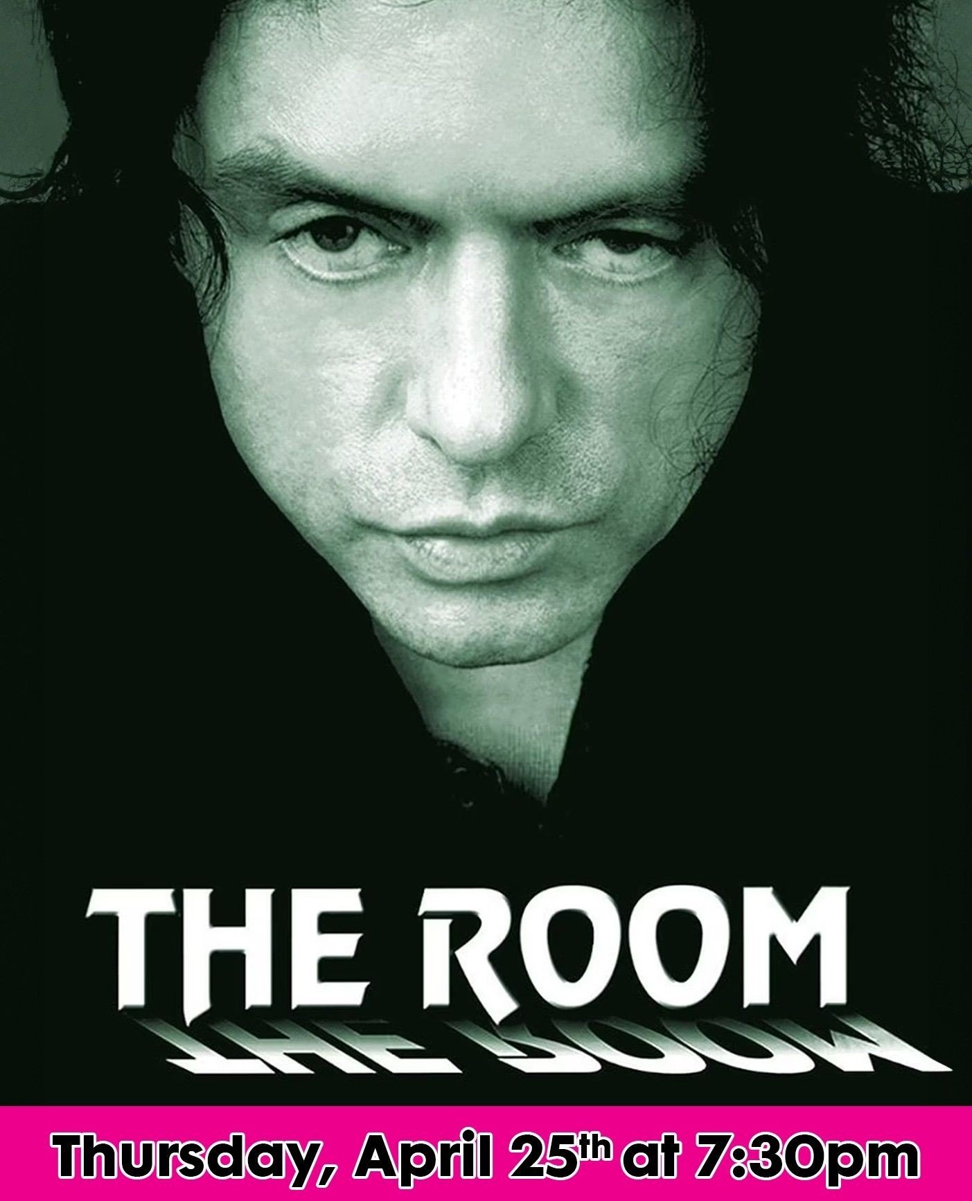 Bring your spoons and join us on Thursday, April 25th at 7:30 pm for a screening of The Room! One Night Only! 🥄🍿💖 Tickets available in our link in bio 🔗⁠
.⁠
.⁠
.⁠
.⁠
.⁠
Photo caption: A movie poster for The Room is surrounded by information about