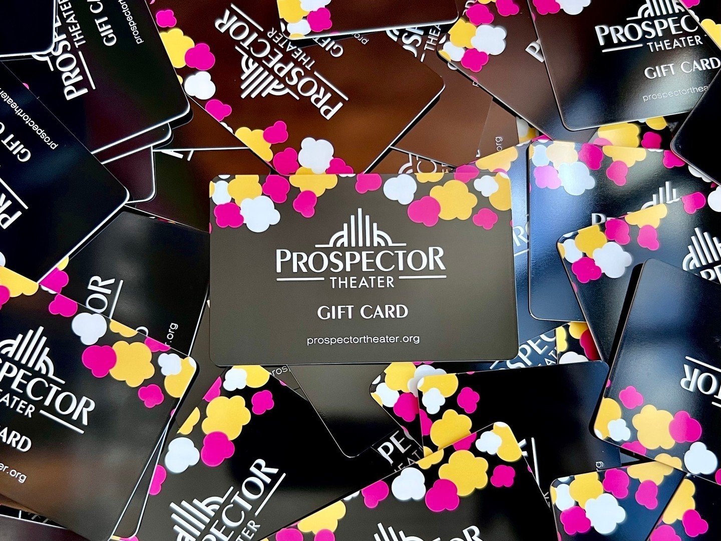 Give the gift of movies this spring! Pick up gift cards at our Box Office 🍿🎥💖 ⁠
.⁠
.⁠
.⁠
.⁠
.⁠
Photo caption: Prospector gift cards fill the frame. ⁠
#SparkleOn #ProspectorTheater #WorkingIsWorking