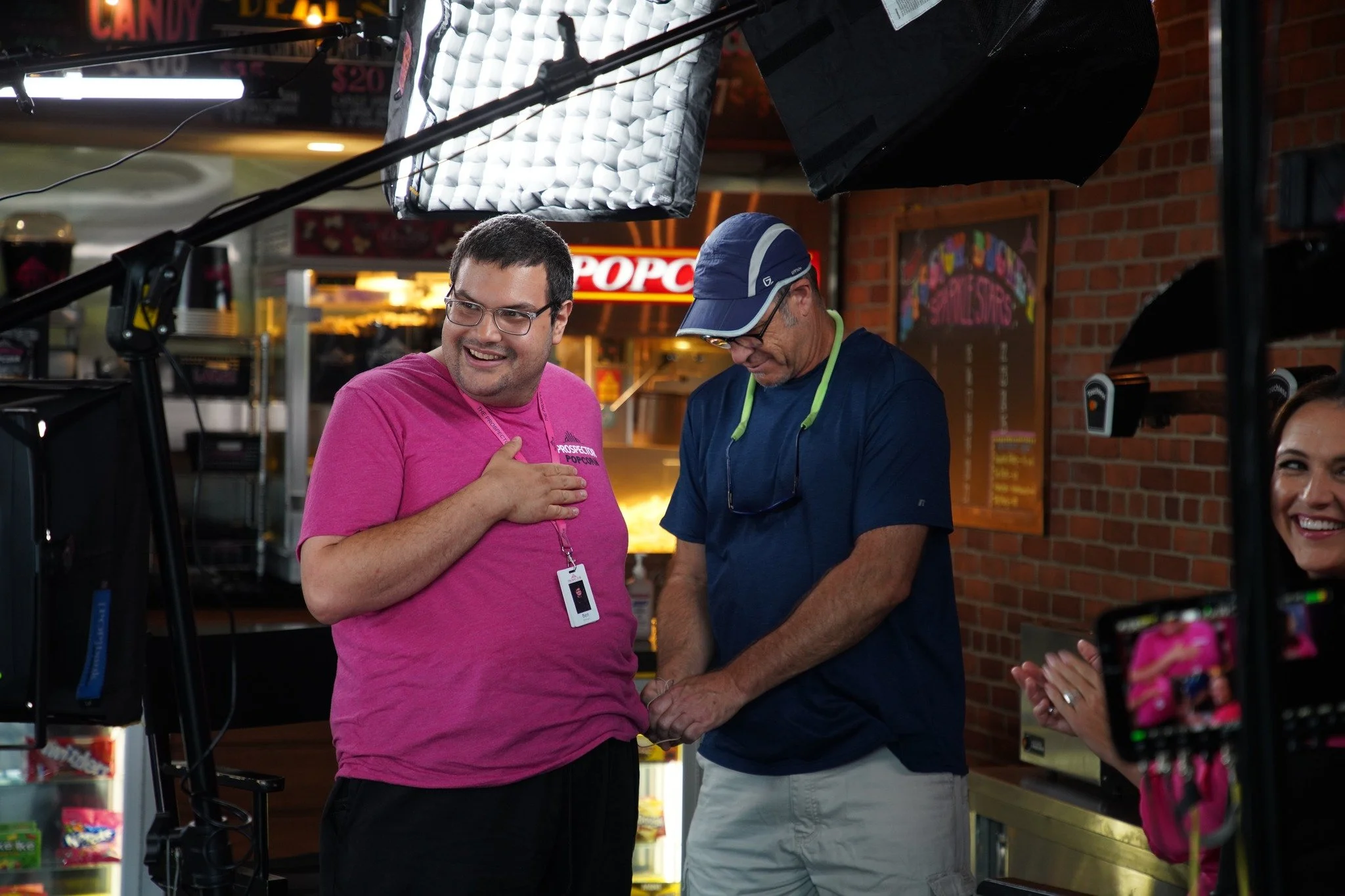 The Prospector will be on @cbseveningnews tonight! The segment will air between 6:30 and 7:00 PM ET.  Sparkle on! ✨
.
.
.
.
Photo Caption: 1.) Ben Erhman gets his mic taken off after his interview. He has a huge smile and laughs with the CBS crew whi