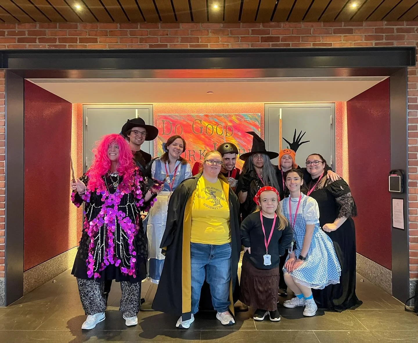 Happy Halloween 👻✨
.
.
.
Photo caption: A dozen Prospects pose for a photo in their Halloween costumes in The Prospector&rsquo;s lobby.