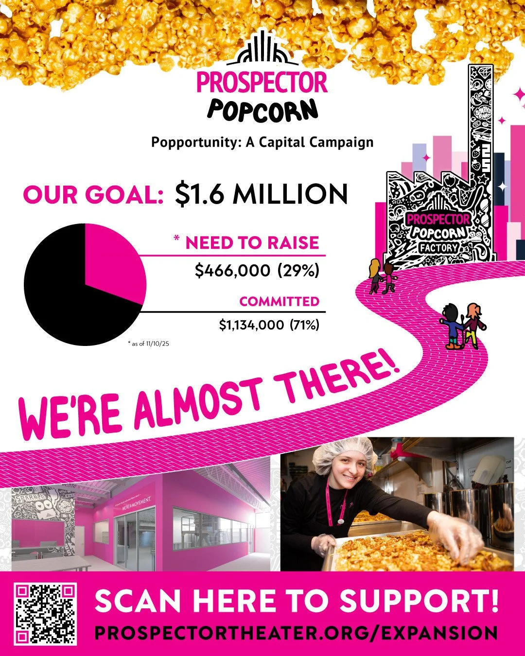 We&rsquo;re delighted to announce that our 5,000-sq-ft Popcorn Factory at 137 Ethan Allen Highway is nearing completion!⁠
⁠
Thanks to the amazing support of our community, our Popportunity Capital Campaign has brought us within reach of our goal. Eve