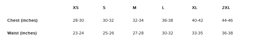 Racerback Sizing