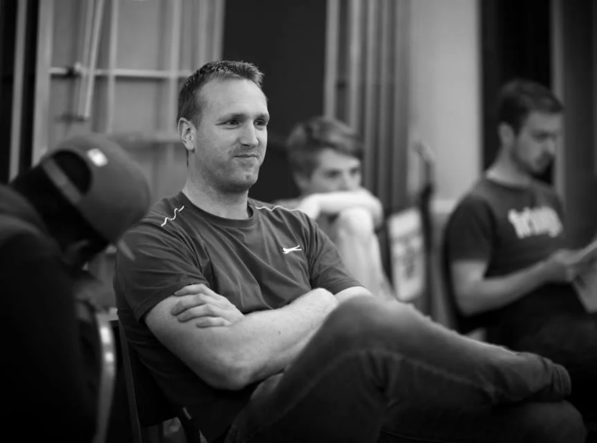 Paul , ready to make an impression in rehearsal, with Martin Woodhams & Daniel Owen (Photo courtesy of Front of House Photography )