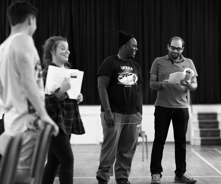 Khuda in rehearsal, with Matt Hough , Frankie McKean & A khil Gowrinath (Photo courtesy of Front of House Photography )
