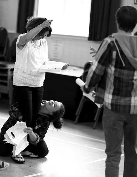 Frankie in rehearsal annoying Maria Langford (Photo courtesy of Front of House Photography )