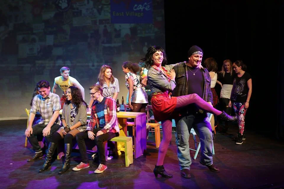 The company featuring Angel ( Jamie McNicholas ) & Collins ( Alex Kirkham ) Photo Credit: Front of House Photography