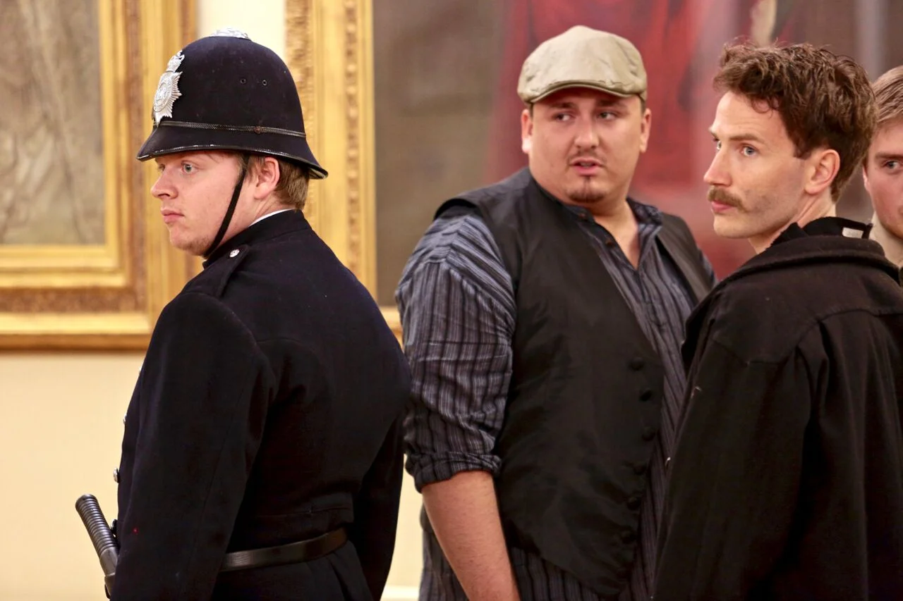 Alex in rehearsal with Jon Bingham and Neil Brown (PHOTO COURTESY OF FRONT OF HOUSE PHOTOGRAPHY )