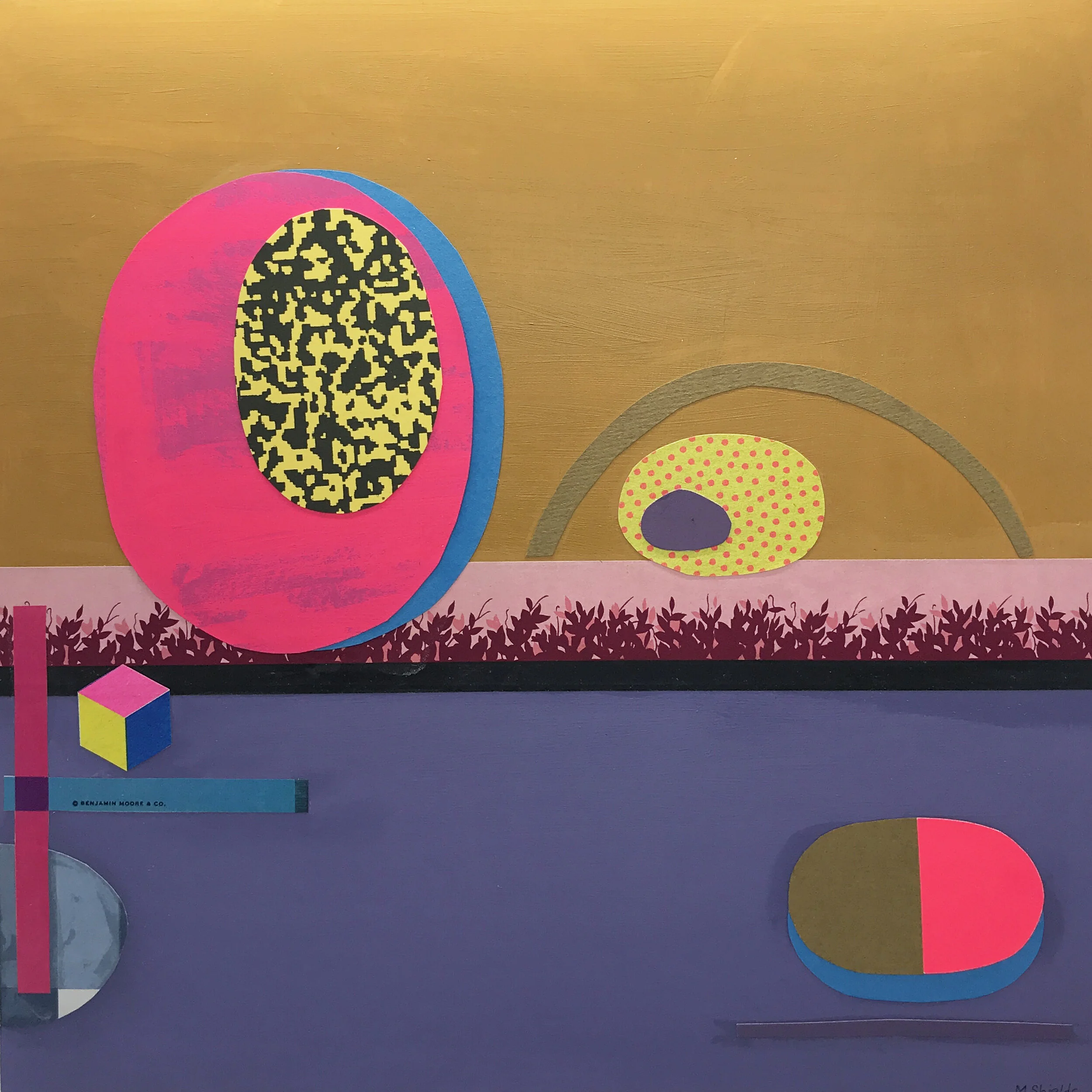  Mixed media on wood, 12” x 12”, 2020. Available. 