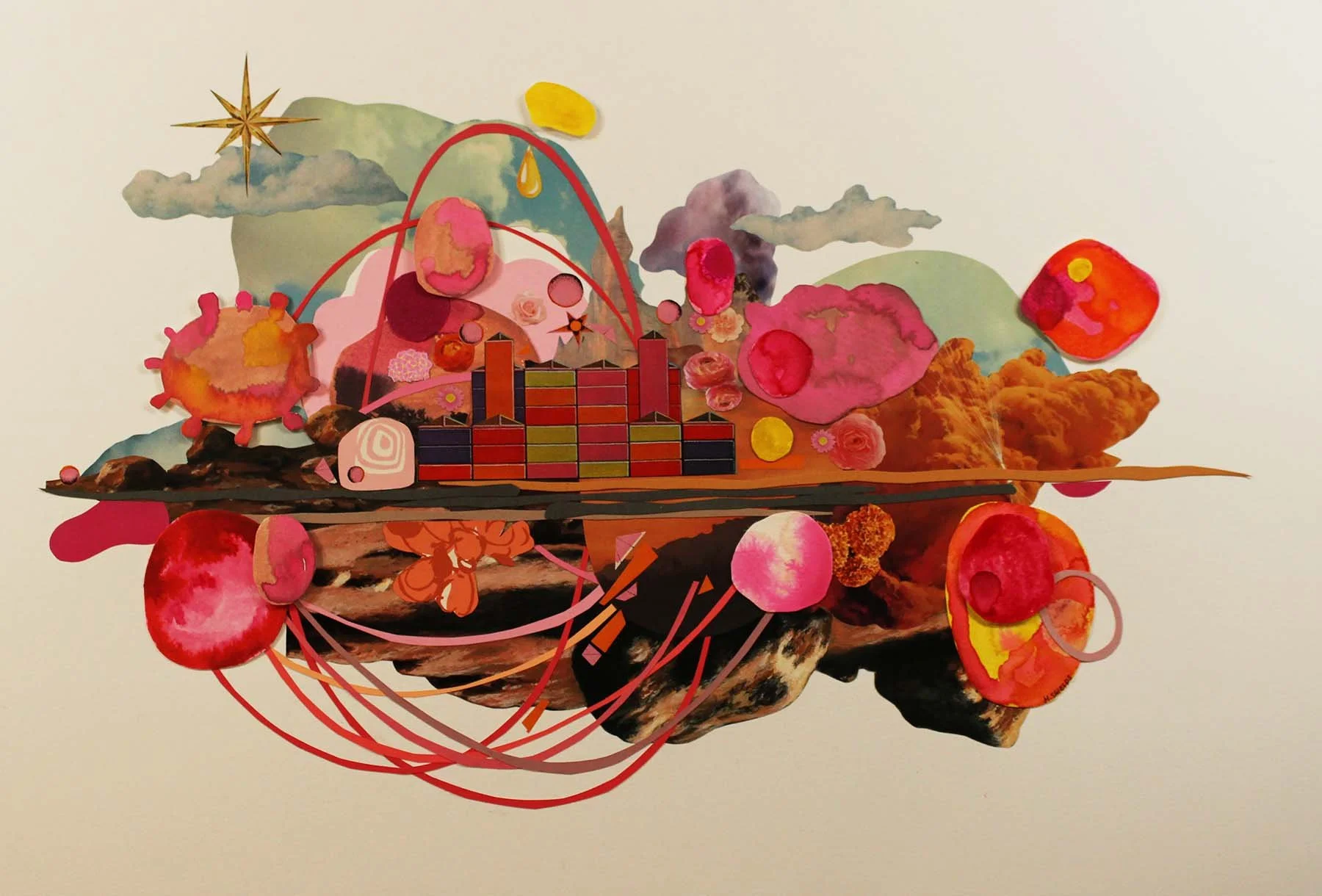  Watercolor and collage on paper, 13” x 19”, 2026. Available framed. 