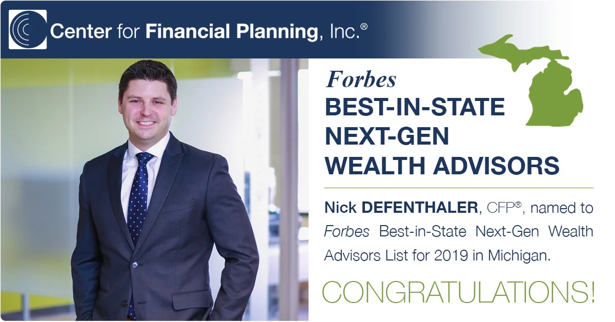 Nick Defenthaler, CFP® Named to 2019 Forbes Best-in-State Next-Gen Wealth Advisors.