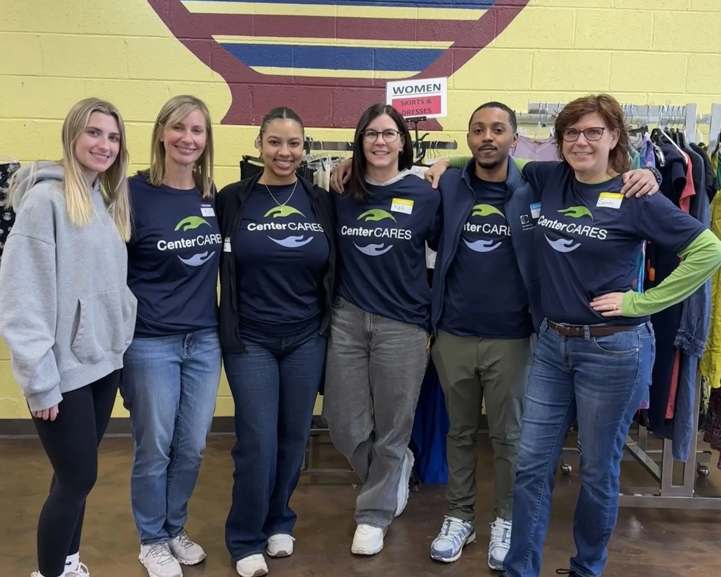Center Cares volunteer team gathered during a community outreach event.
