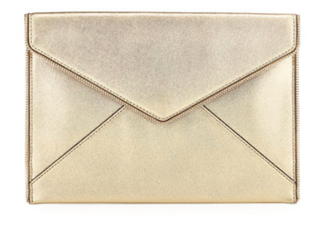 We love this Rebecca Minkoff gold clutch ! It is also available in silver.