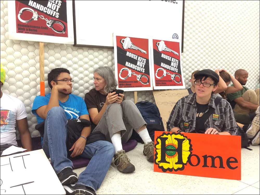 November 8, 2014 at the Coalition on Homelessness’ SLEEP-IN & Picket to call for an end to BART police harassment of people sleeping in transit stations