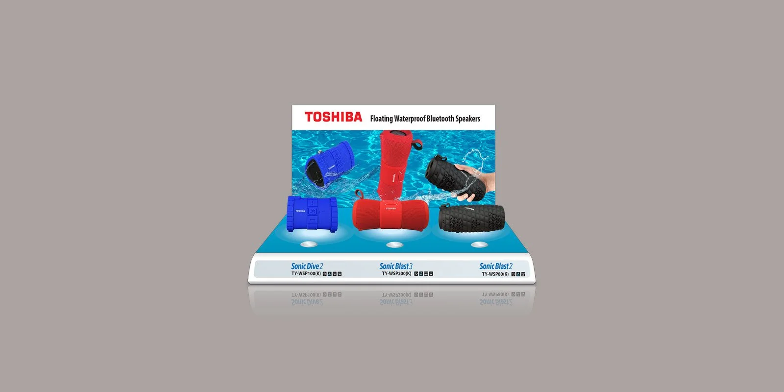 Toshiba Waterproof Wireless Speaker Try-Me Display