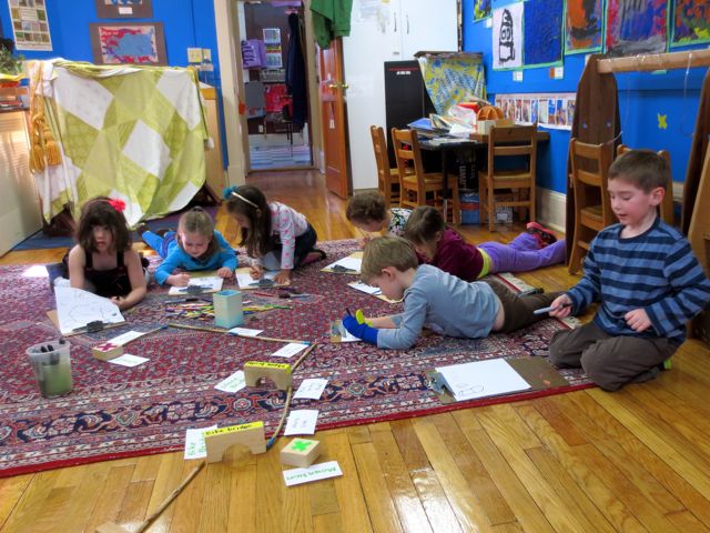 The children collectively (and individually) draw maps. While they draw, there is a steady stream of conversation. They trade ideas and memories. They tell the story of the journey even as they draw the elements on paper. This is how rich the opportunity for “The Look Twice” is!