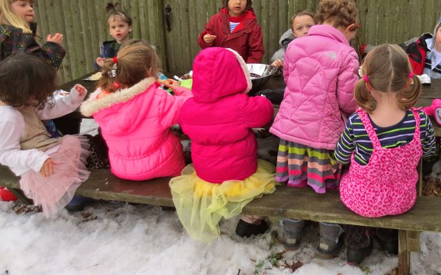 Warm food and lovely company on a snowy day. A perfect meal.