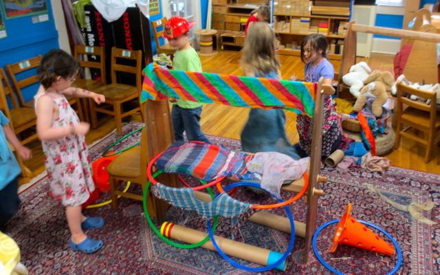 Each group had the same materials available for their use. This group collaborated on a single car and it features decorative elements of scarves and “fuel pipes” which would make my car the fastest one around!