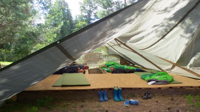 The sleeping tent at Lauko darželis. Think for a moment and remember how you felt after a nap outside!