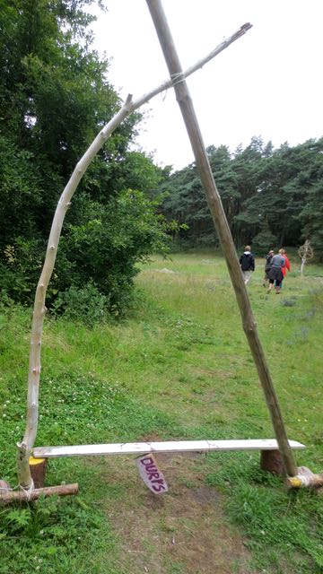 The Durys, or door, at Miško darželis. The children knew that the key was needed to unlock this door and the branches laid end to end marked the fence line. They simply did not step over, rather waited for the teacher to unlock the door.