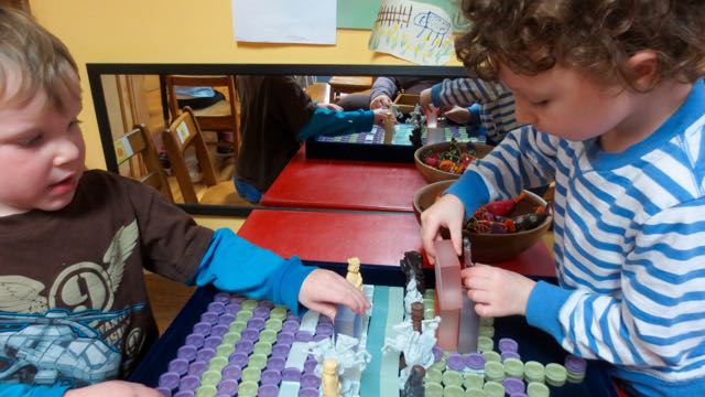 This is the whole world and the children create their own stories. There are power-ups, there is a fiery laser beam, good guys and bad guys.