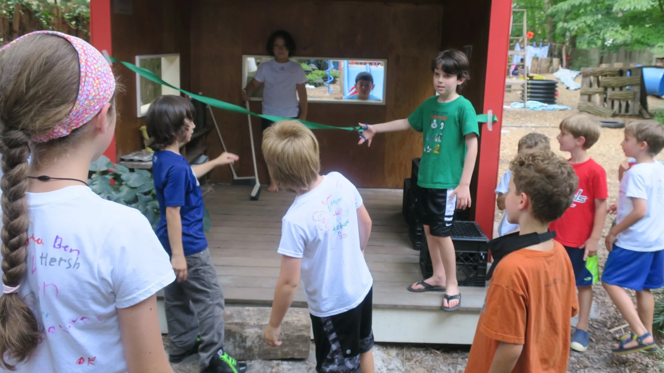 The grand reopening of Bob's Cafe, now renamed with a new gourmet menu of not-poisonous foods. "Bob's" has been a steady constant for play at our Tinkering at the Cooperative School camp. Its story is passed down from one group of campers to the next. It is not always in the Teahouse and sometimes there are two Bob's operating at the same time. The food and drink are often questionable, but conveniently there is medicine on offer that will counteract the effects of that food and drink.
