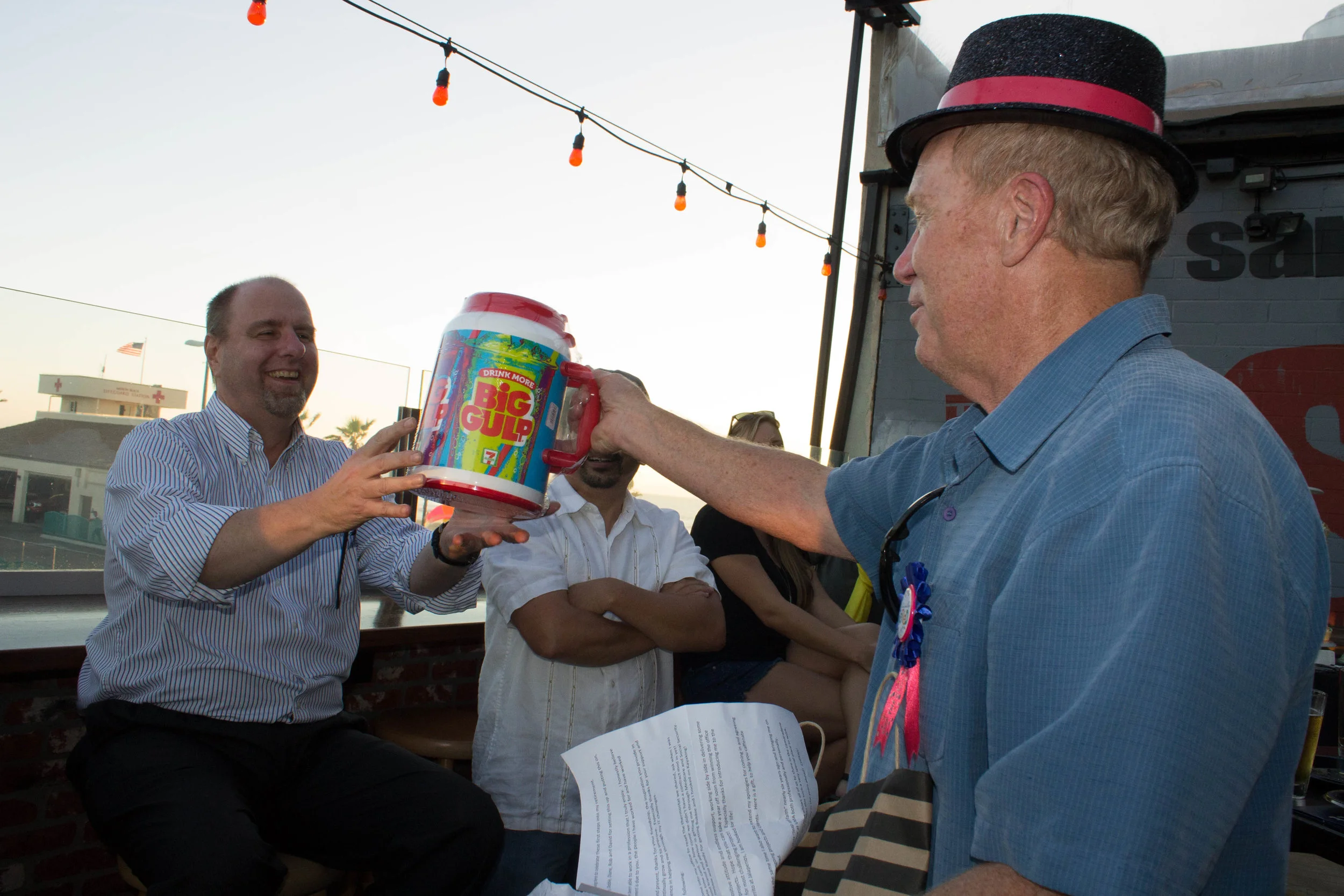 Mark passing the "Big Gulp" down to Dan!