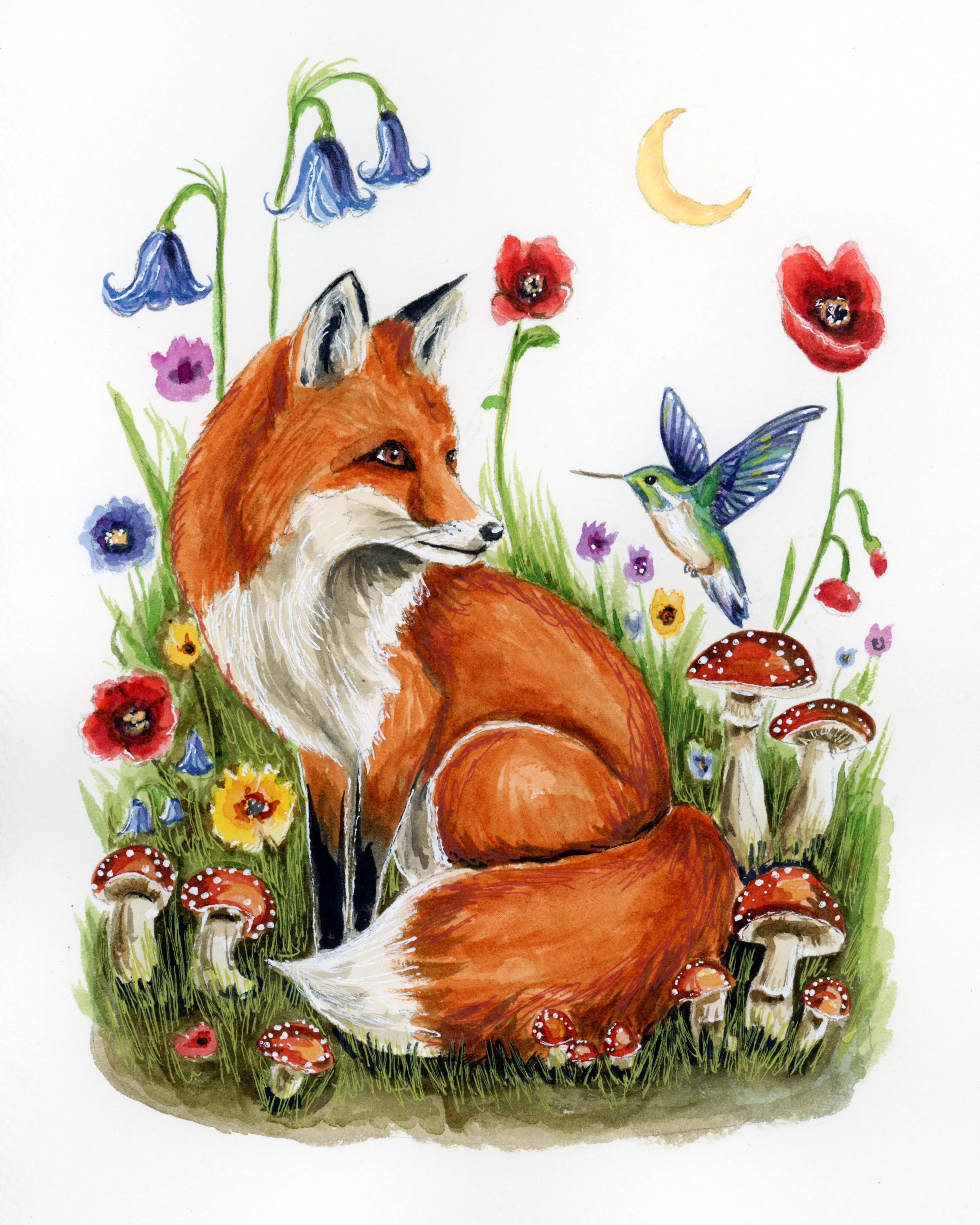 Making Friends 8 x 10 Watercolor and Ink on Paper