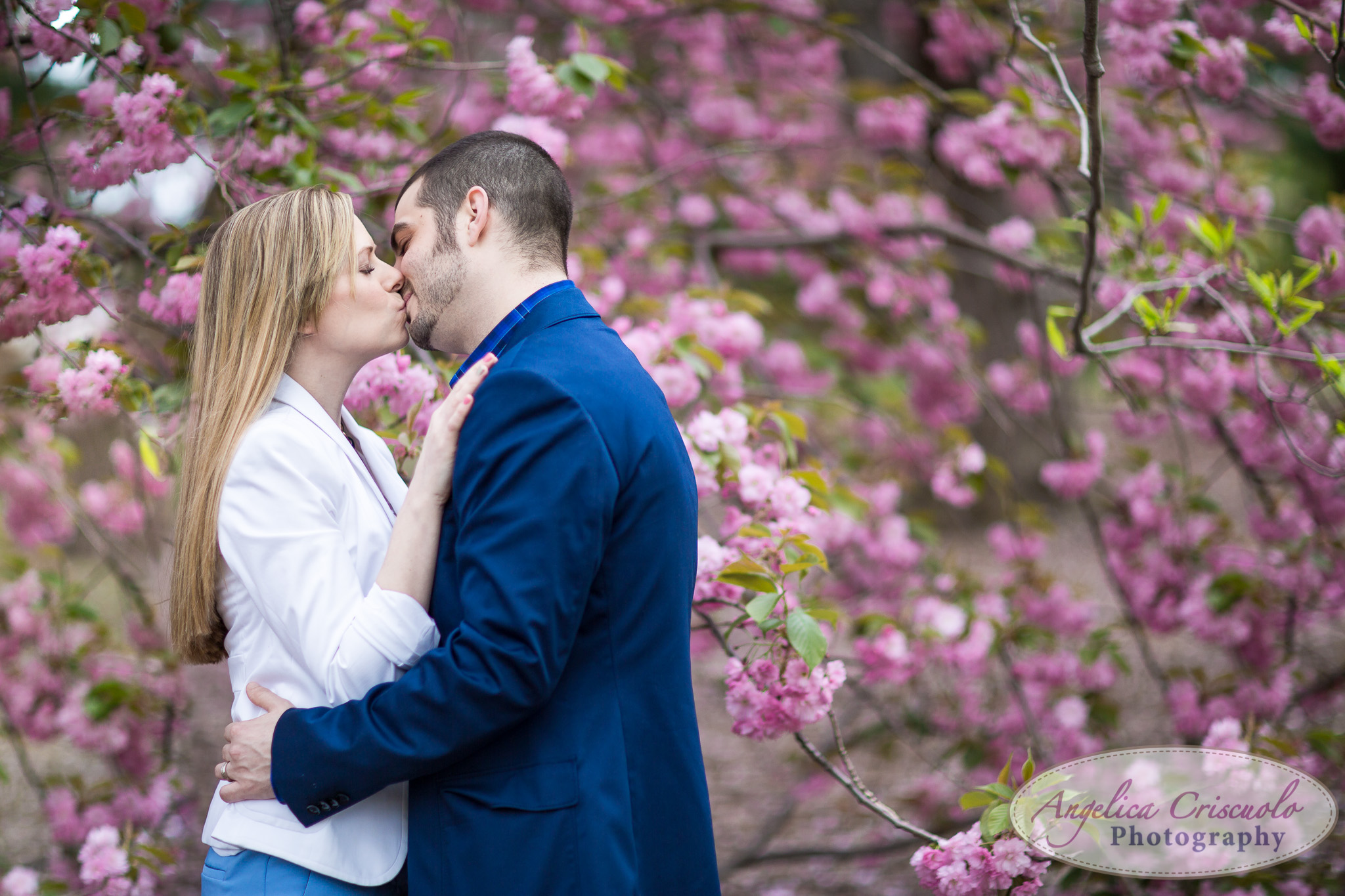New York Engagement Photography in Central Park | Cherry Blossoms | Melanie & Giovanni