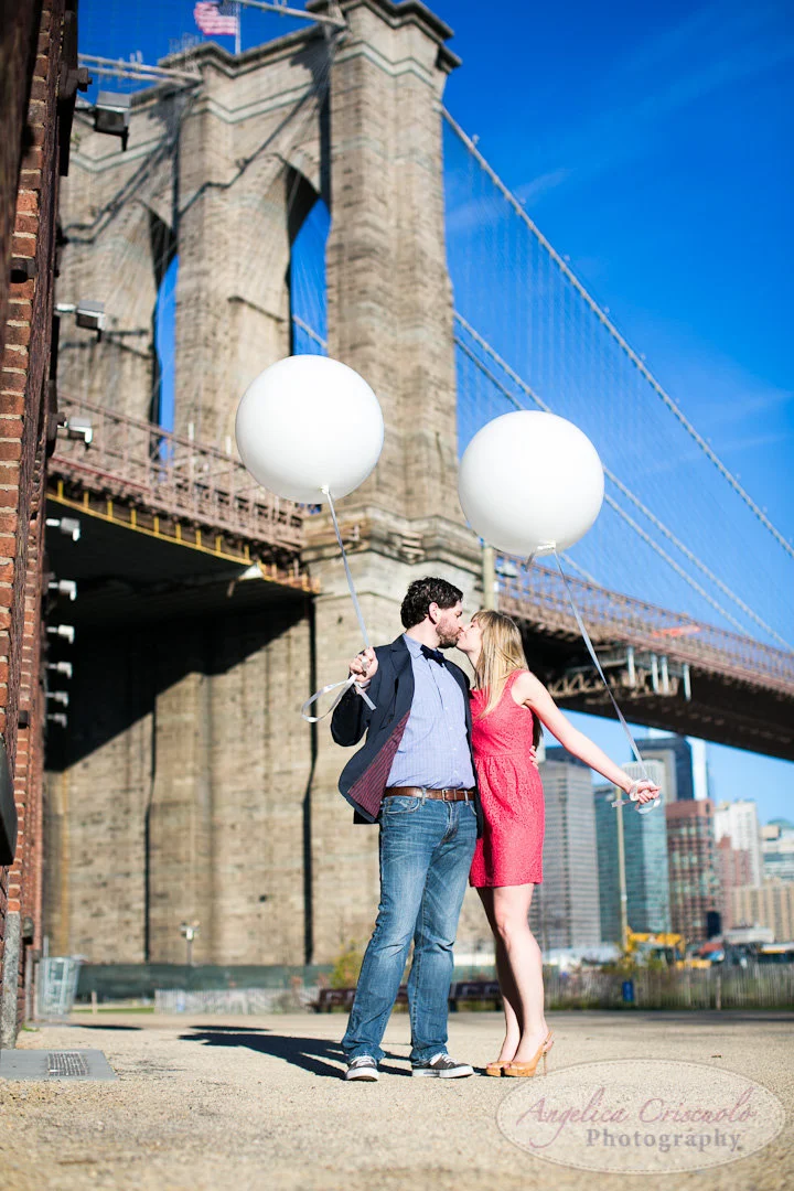 NYC Wedding Engagement Photography with Balloons & Fun DUMBO Brooklyn Photos ideas