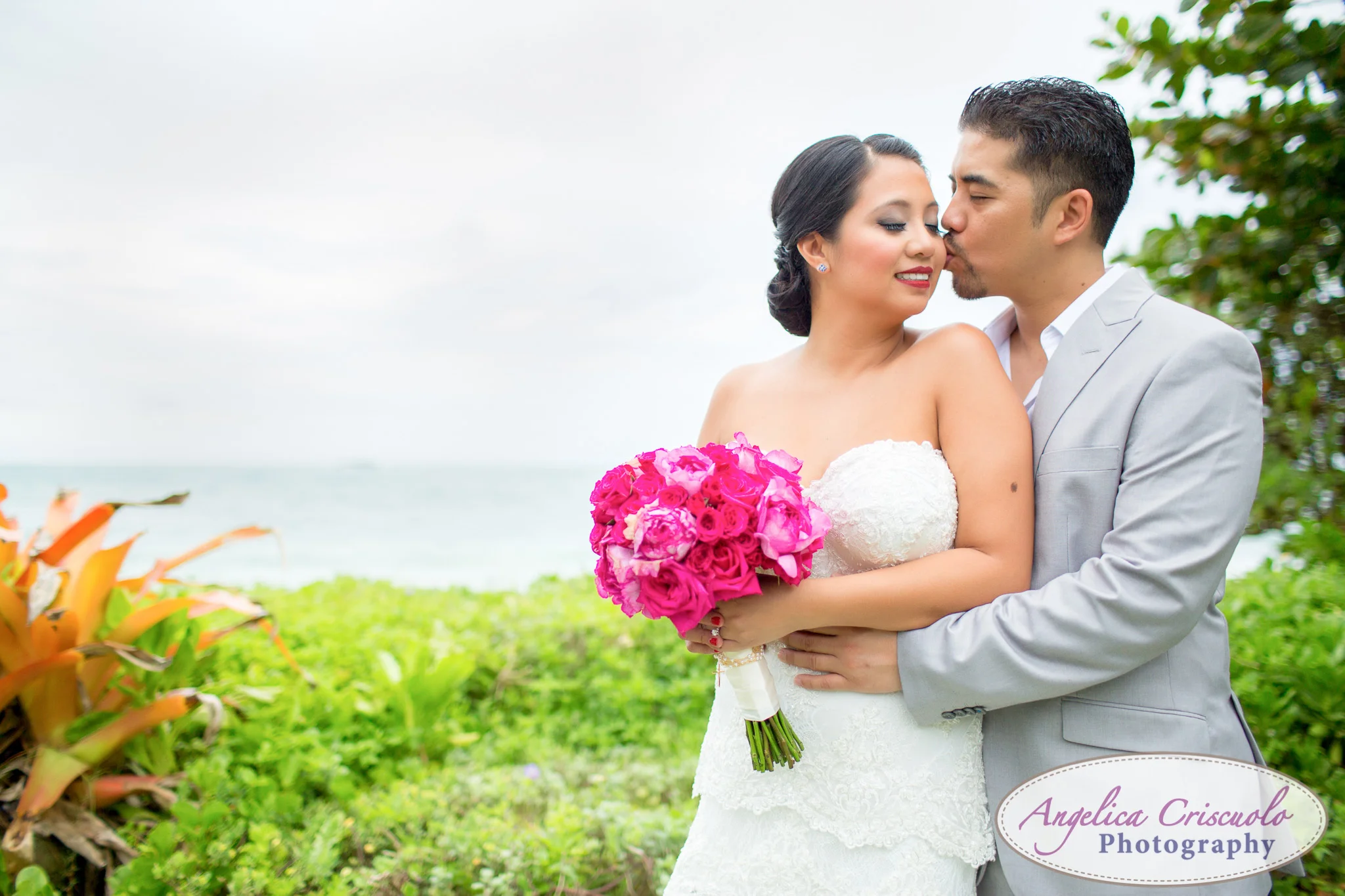 Oahu Hawaii Destination Wedding Photos bride and groom beach