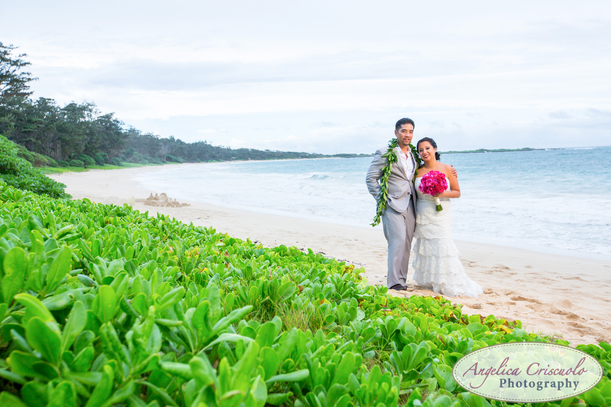 Oahu Hawaii Destination Wedding Photos beach turtle bay sunset