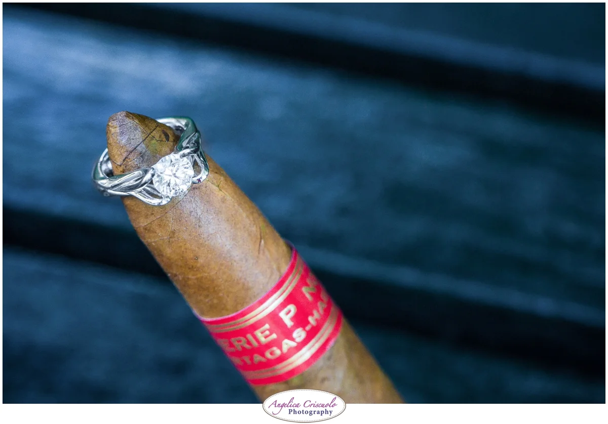 wedding ring with cigar new york wedding photographer