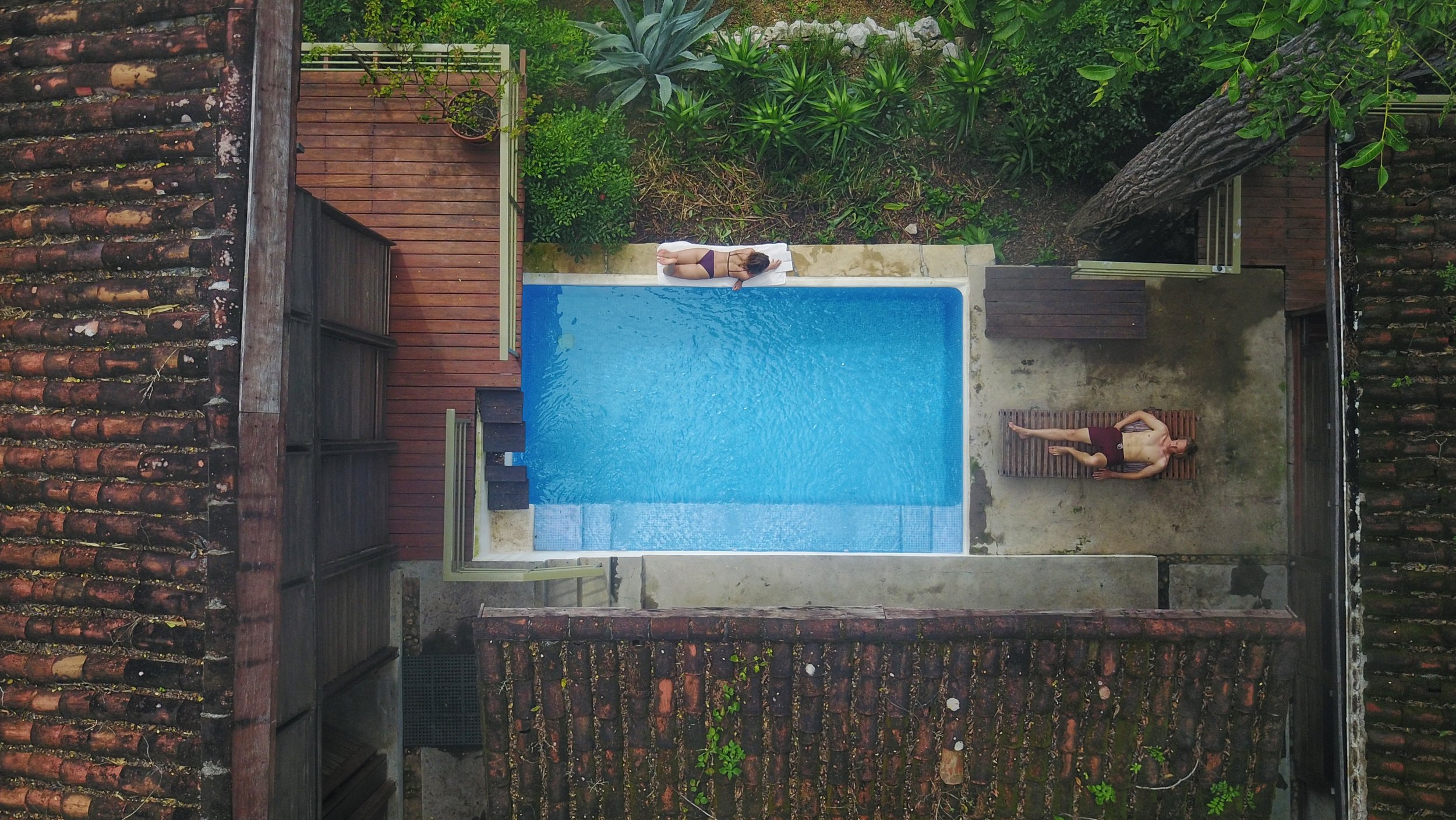 Drone shot of pool at Casa La Serena