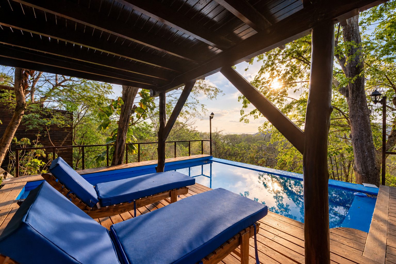 Sunset Poolside Retreat in the Forest.png