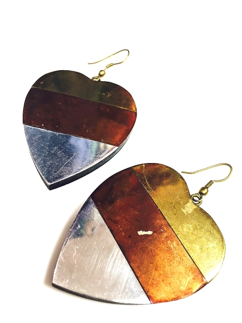 Tri-colour Heart Earrings