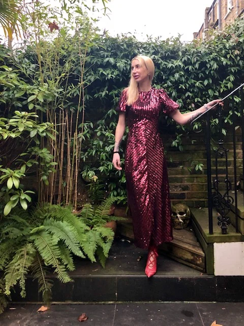 Rixo x Laura Jackson - Dress, Mui Mui - Boots.