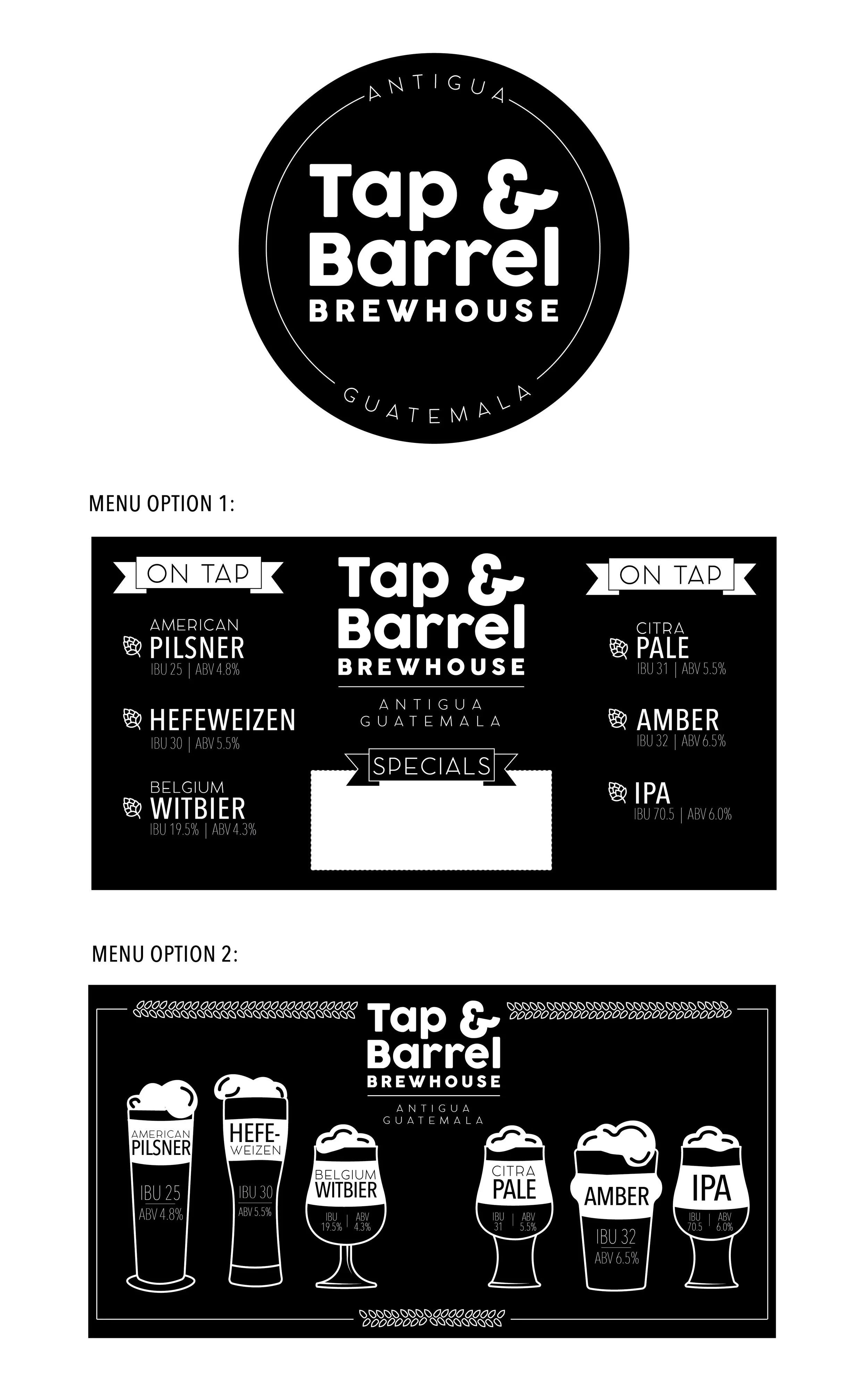 Tap and Barrel Logo + Menu Design
