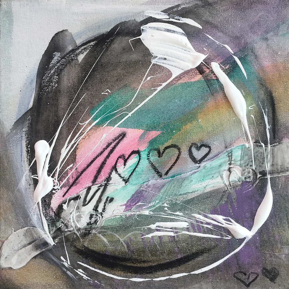 Corazones 30x30 cm Mixed media on Canvas 2018